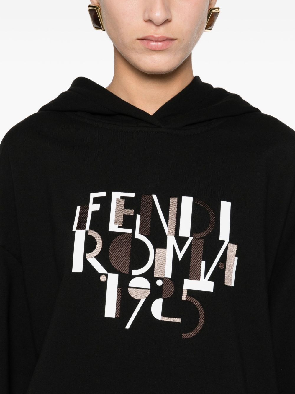 FENDI Classic Logo-Print Cotton Hoodie for Women - FW25