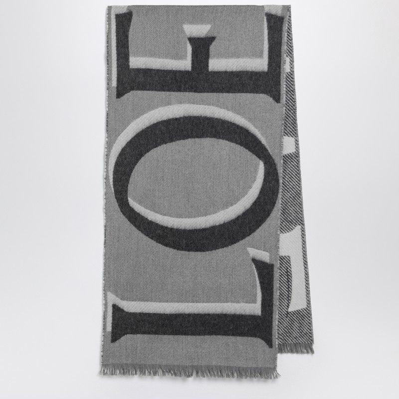 LOEWE Wool and Cashmere Scarf with Intarsia Logo