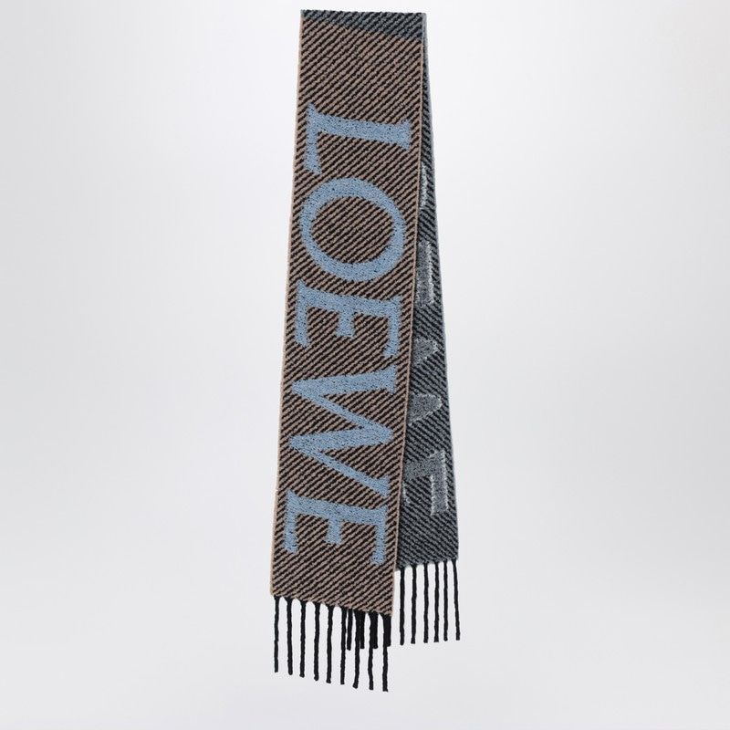 LOEWE Wool and Alpaca Blend Scarf with Textured Logo