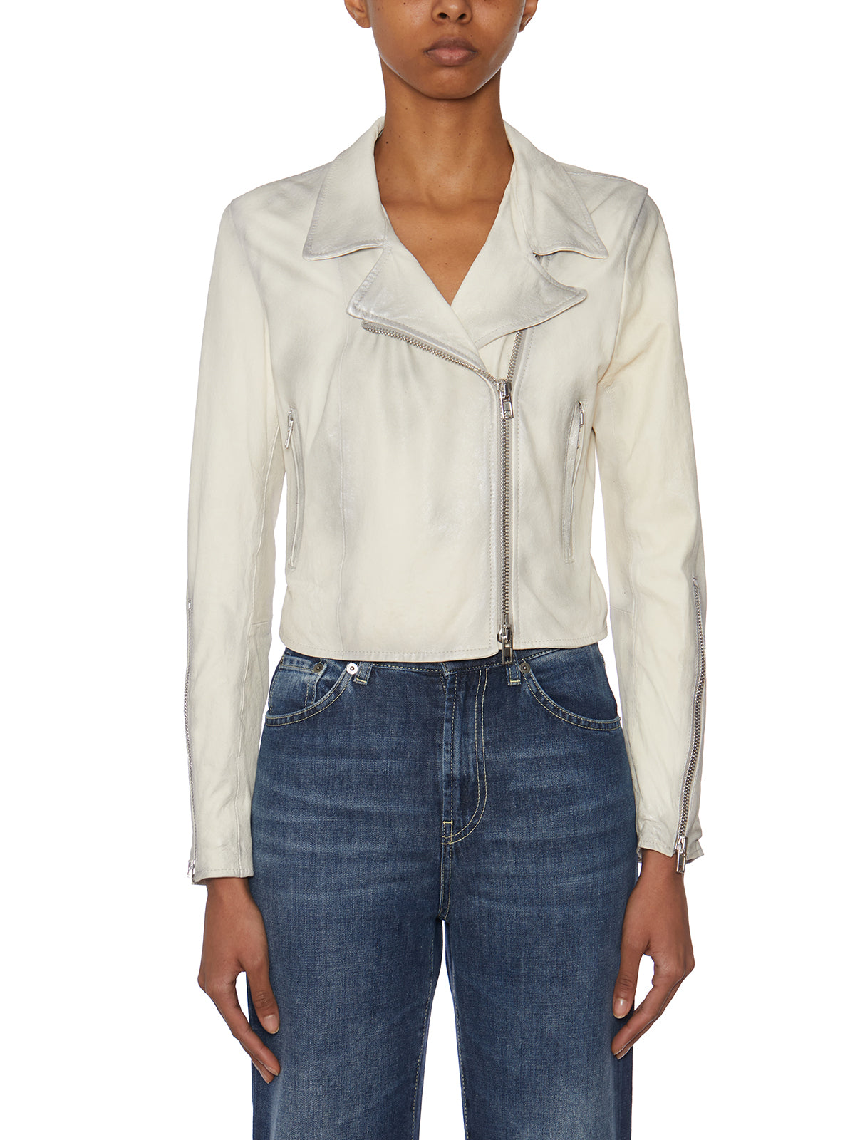 SWORD Women's Mini Studded Leather Jacket - Size 42