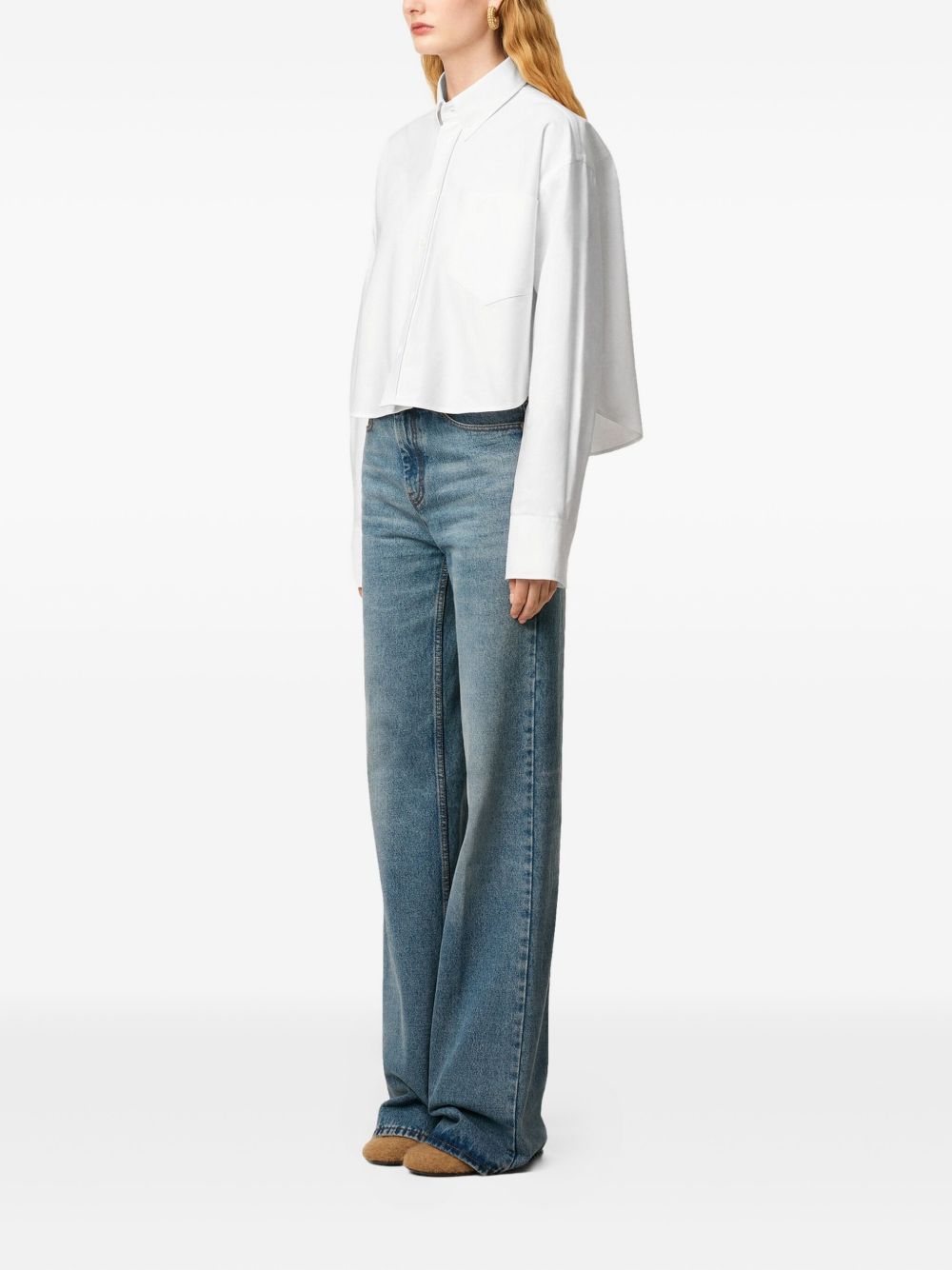 AMI PARIS Oversized Cropped Button-Down Shirt