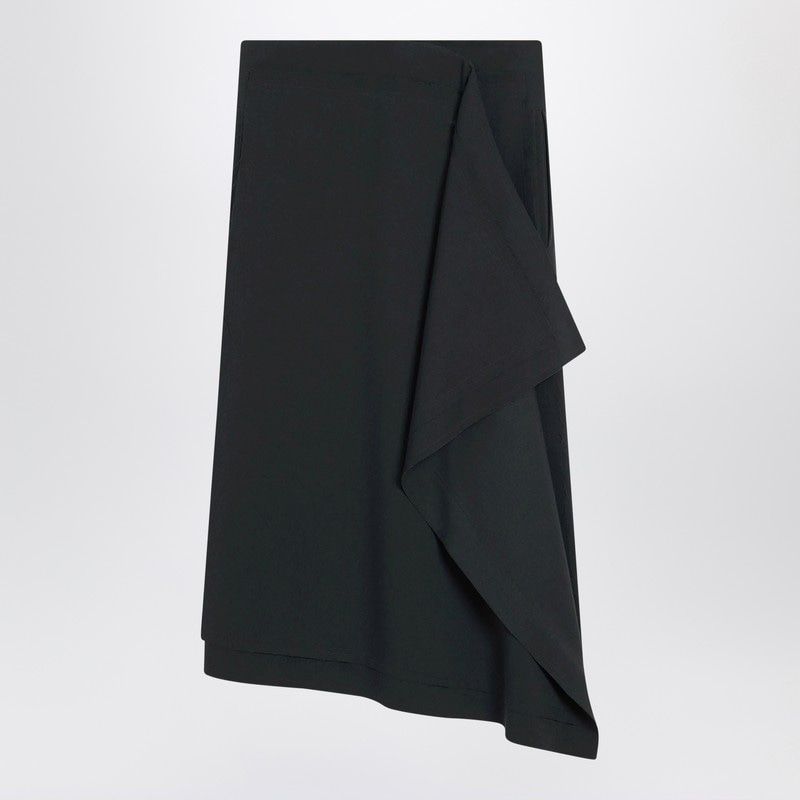 AMI PARIS MIDI Wool Skirt with Low Waist and Draped Detail