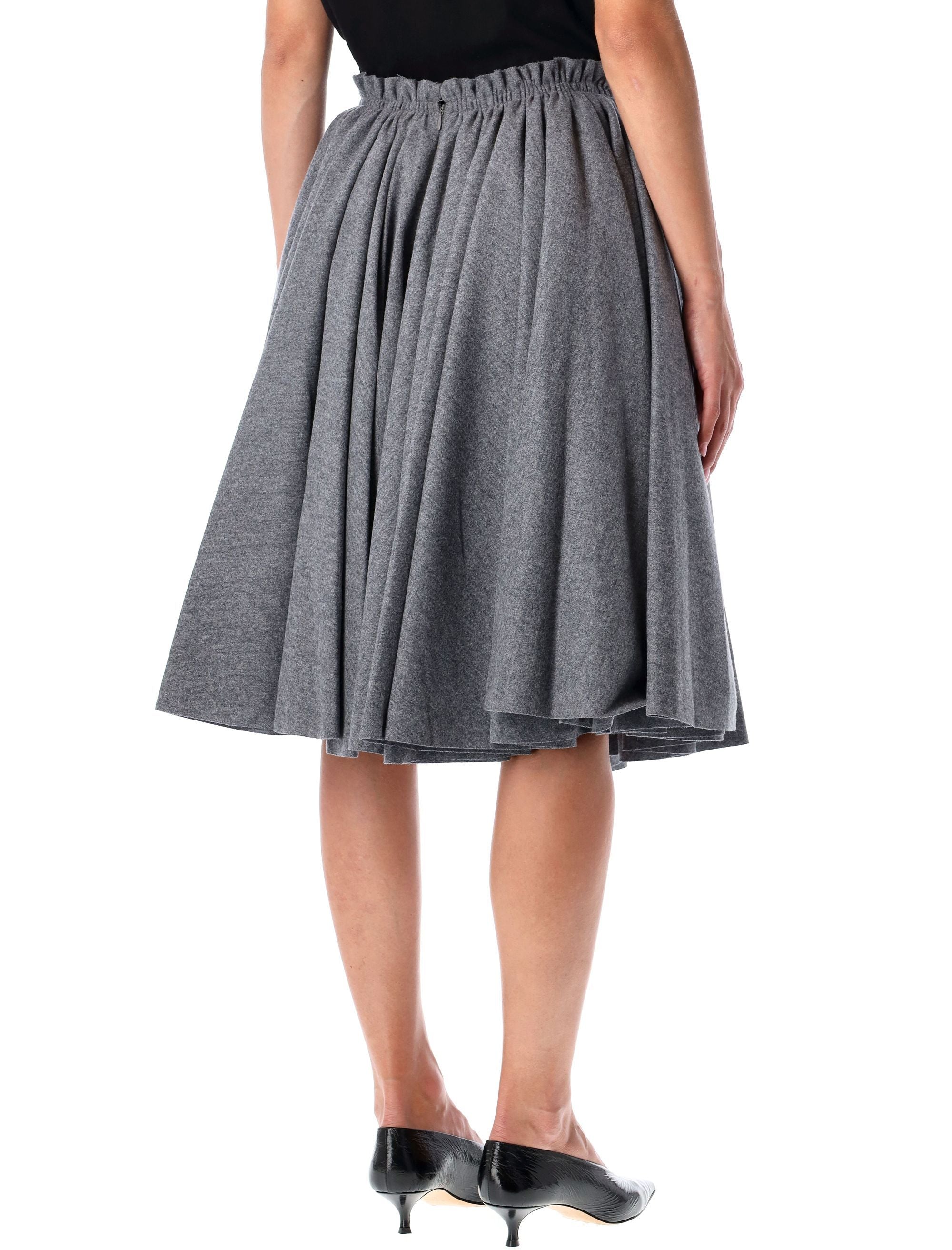 AMI PARIS Pleated Wool Flannel Midi Skirt - Size 36