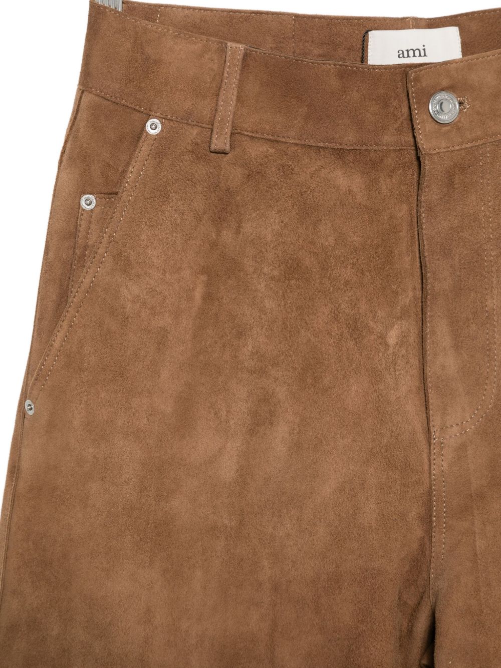 AMI PARIS Wide Leg Suede Leather Trousers