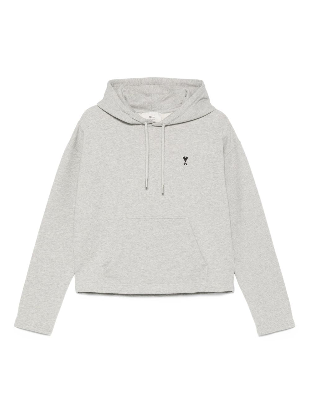 AMI PARIS Cropped Drawstring Hoodie with Embroidered Heart Logo