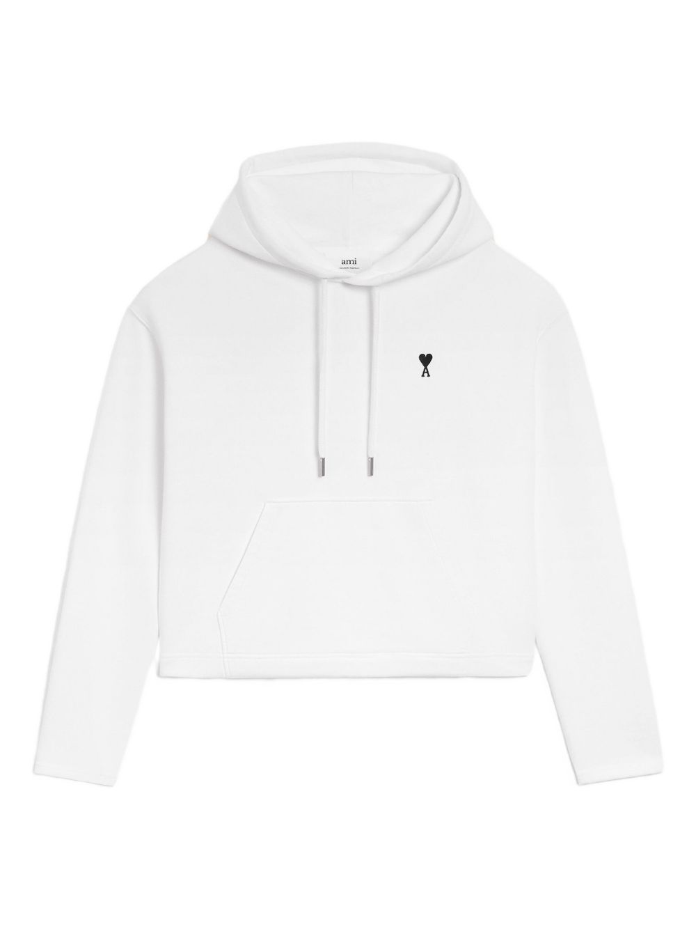 AMI PARIS Cropped Hoodie with Embroidered Heart Logo
