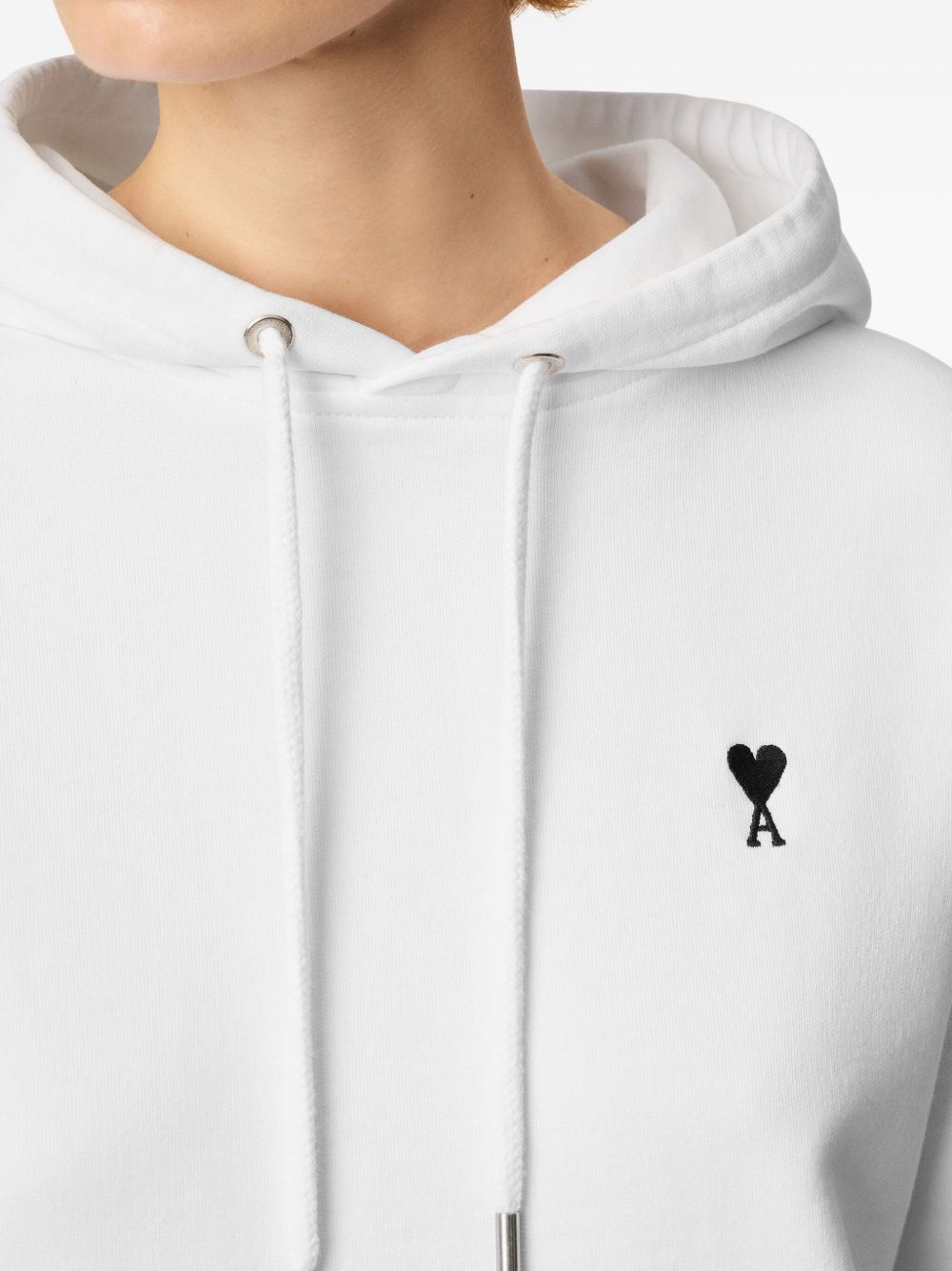 AMI PARIS Cropped Hoodie with Embroidered Heart Logo