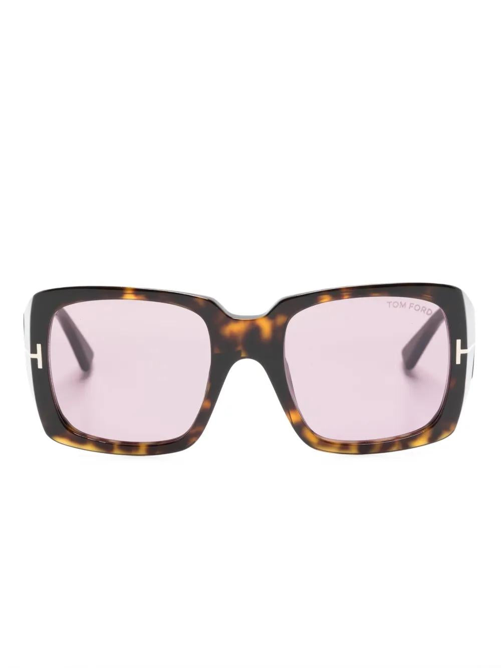 TOM FORD Tortoiseshell Effect Square Frame Sunglasses
