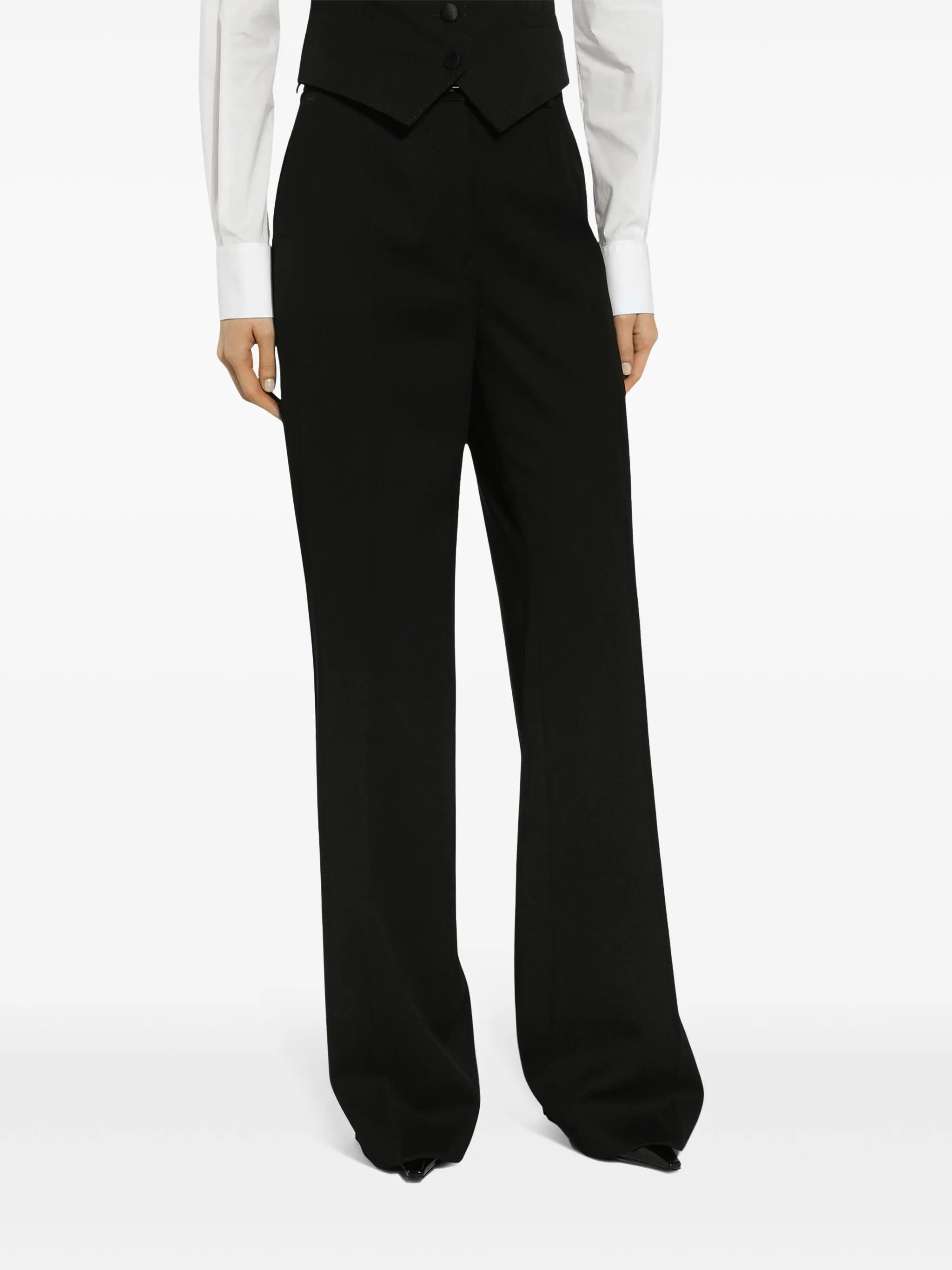 DOLCE & GABBANA Straight Wool Trousers for Women - FW25 Collection