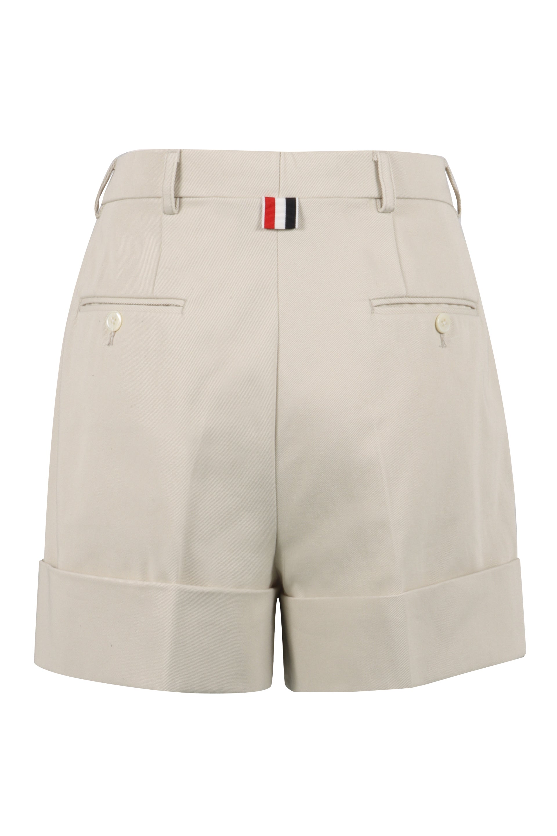 THOM BROWNE Cuffed Cotton Shorts for Women