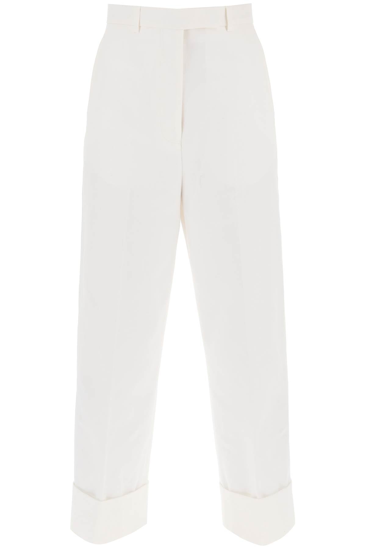 THOM BROWNE High Waisted Straight Leg Trouser