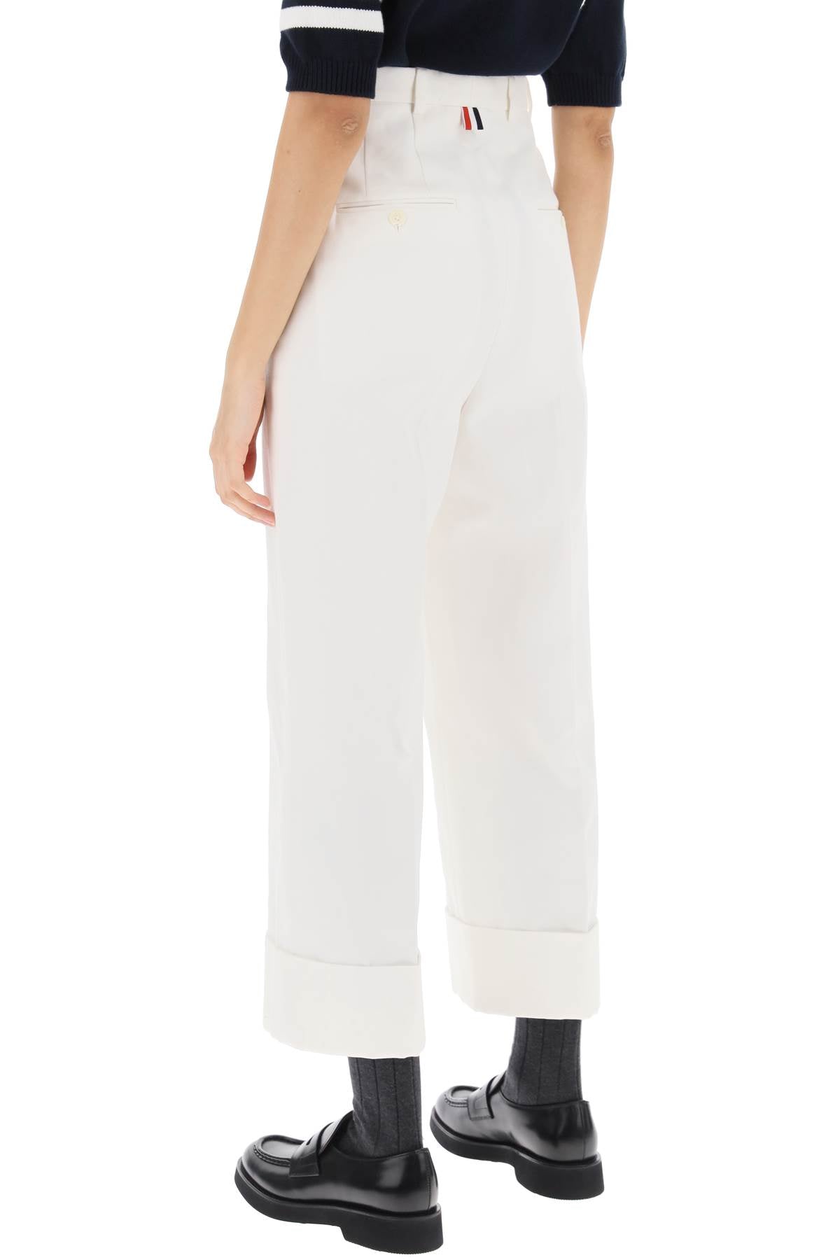 THOM BROWNE High Waisted Straight Leg Trouser