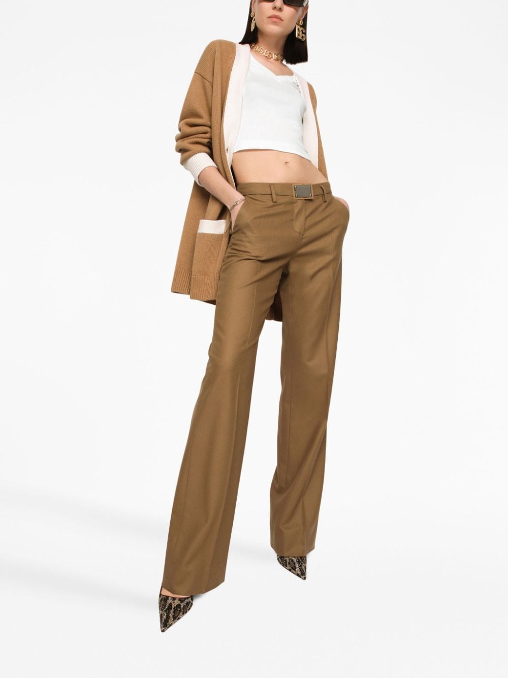 DOLCE & GABBANA Flare Fit Wool Pants - Size 40