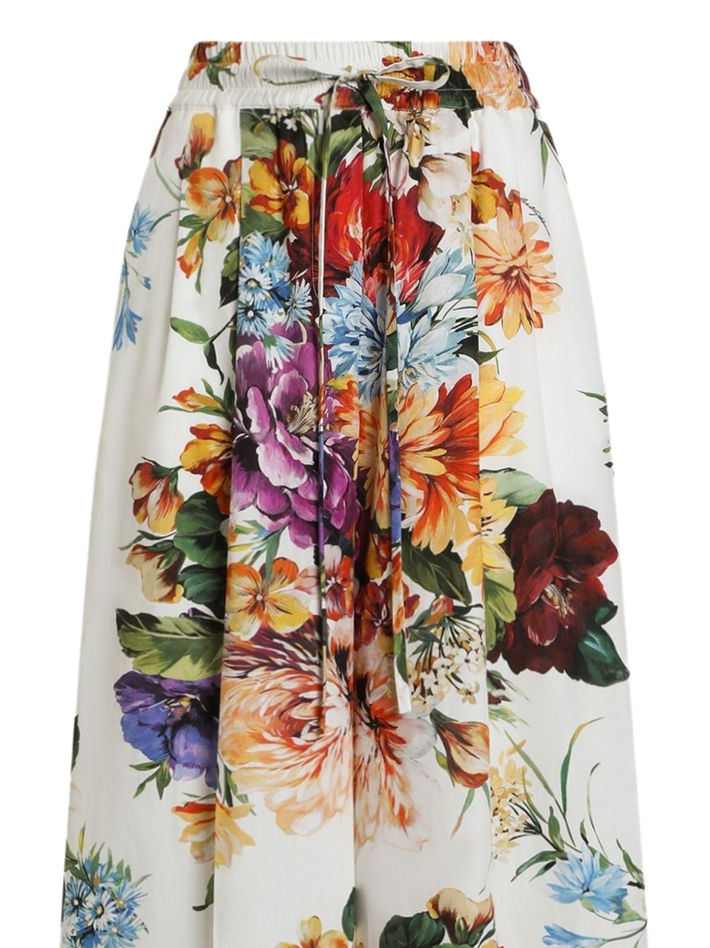 DOLCE & GABBANA Poplin Trousers with Flower Bouquet Print - Size 40