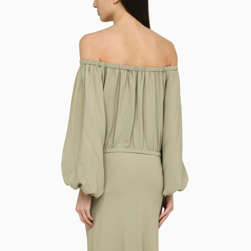 FEDERICA TOSI Silk Blend Top with Elasticated Boat Neck and Long Sleeves