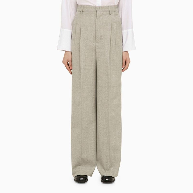AMI PARIS Light Heather Grey Women's Trousers