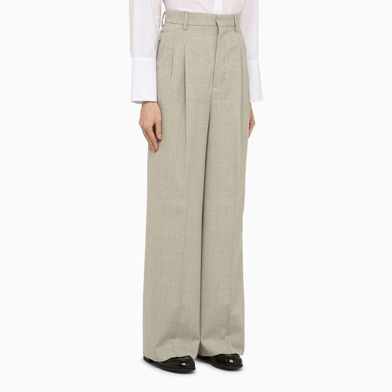 AMI PARIS Light Heather Grey Women's Trousers