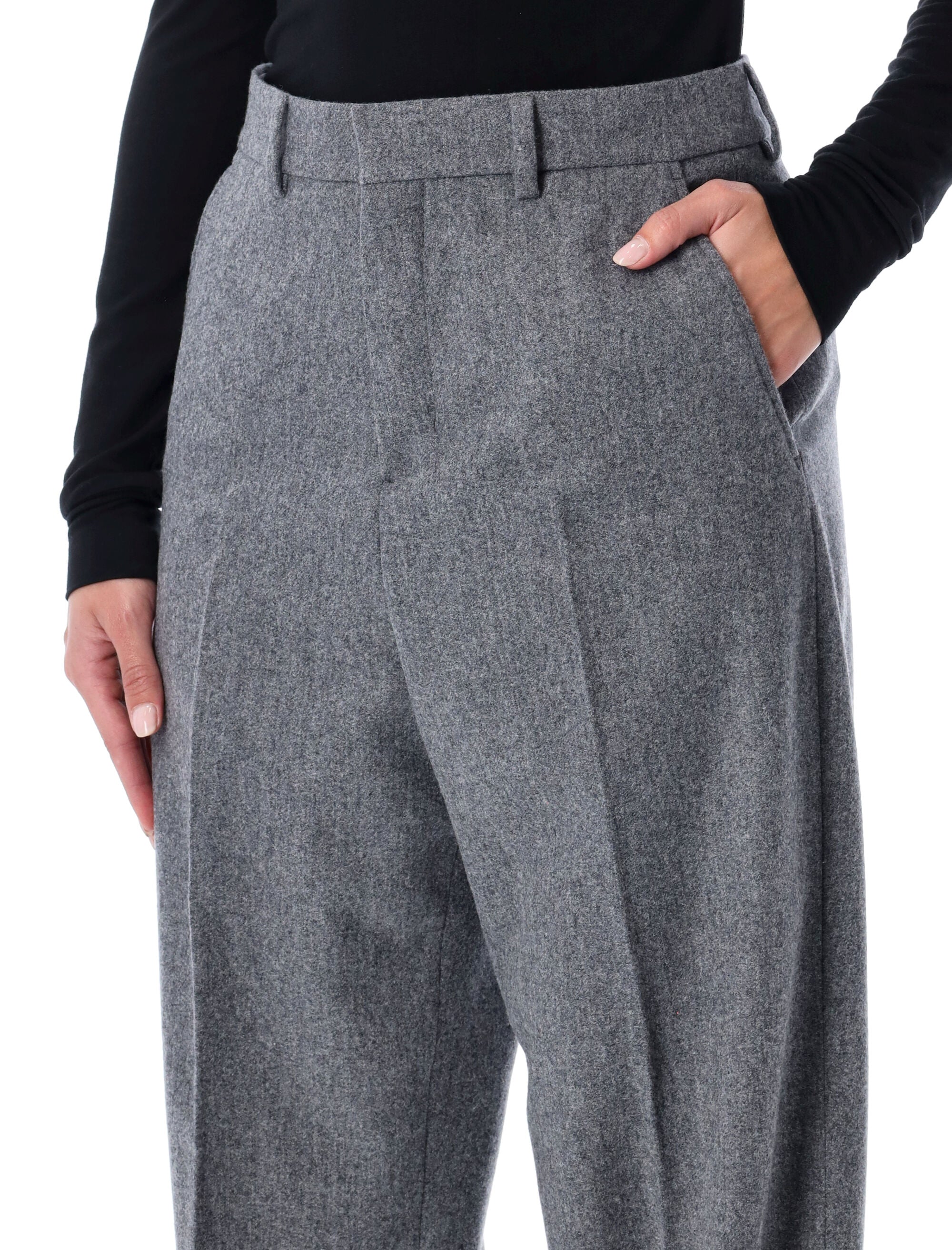 AMI PARIS Wool Wide-Leg Trousers Size 36