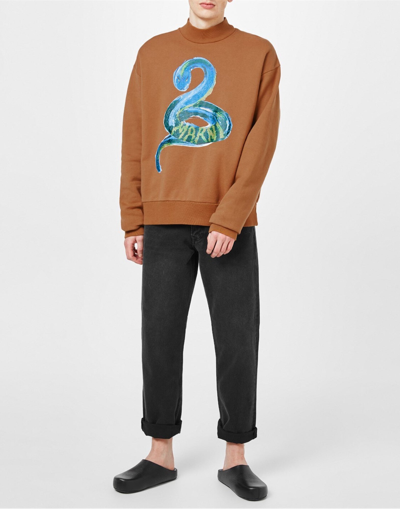 MARNI Brushed Organic Sweatshirt with Logo - Crewneck