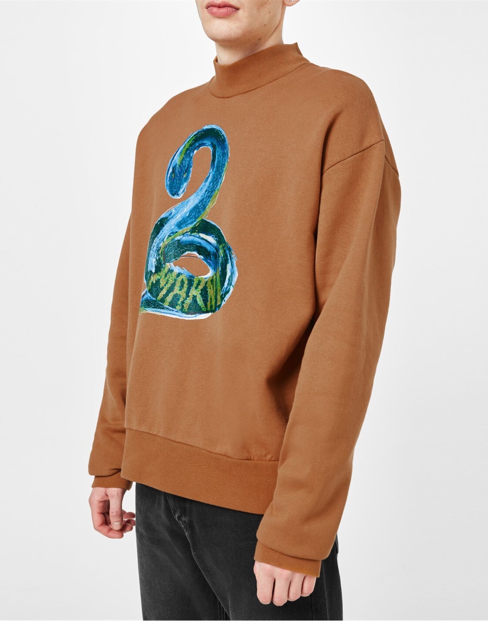 MARNI Brushed Organic Sweatshirt with Logo - Crewneck