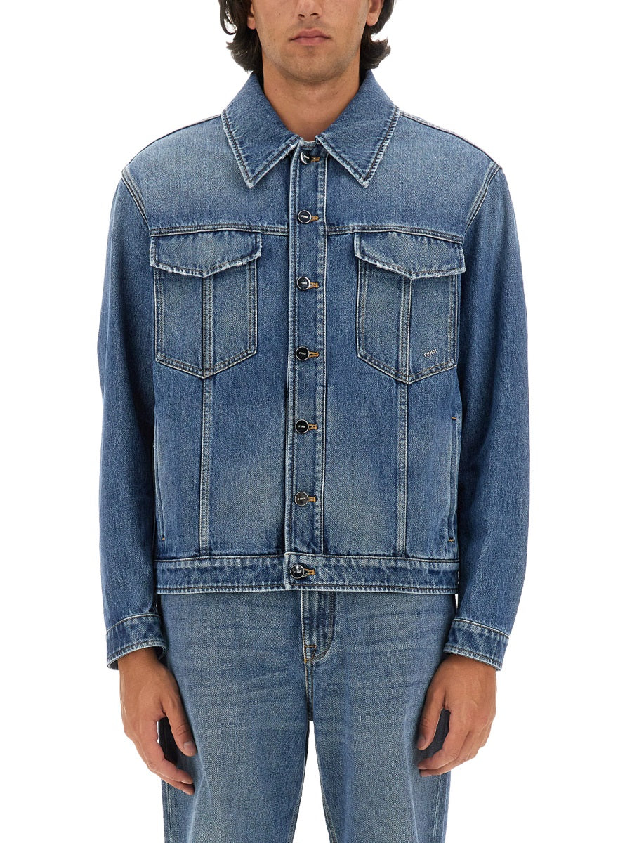 FENDI Classic Regular Fit Denim Jacket - Size 50 IT