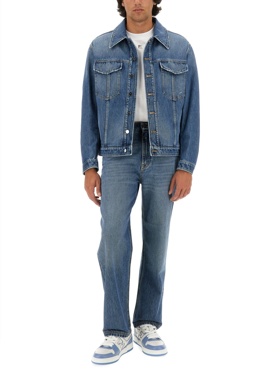 FENDI Classic Regular Fit Denim Jacket - Size 50 IT