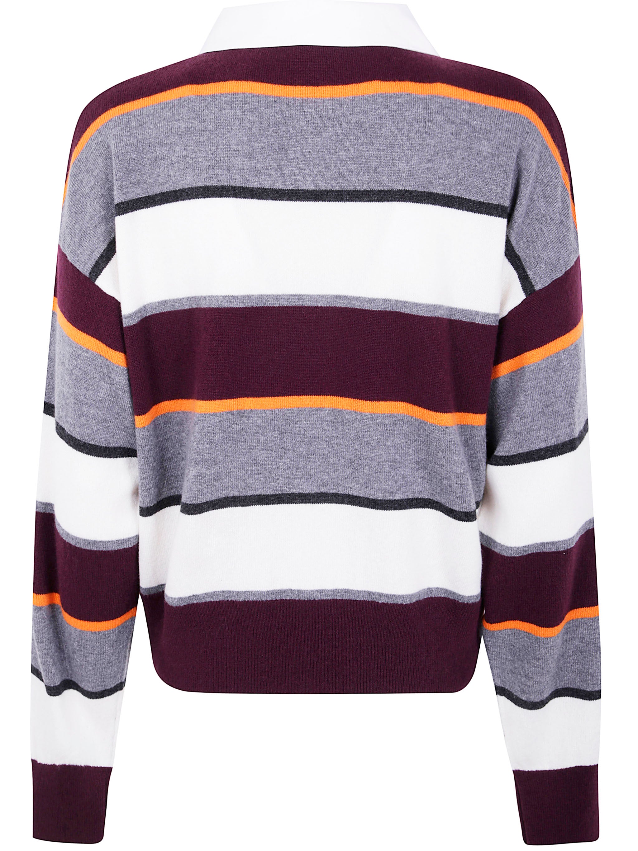MRZ Striped Sweater with Polo/ Shirt Collar