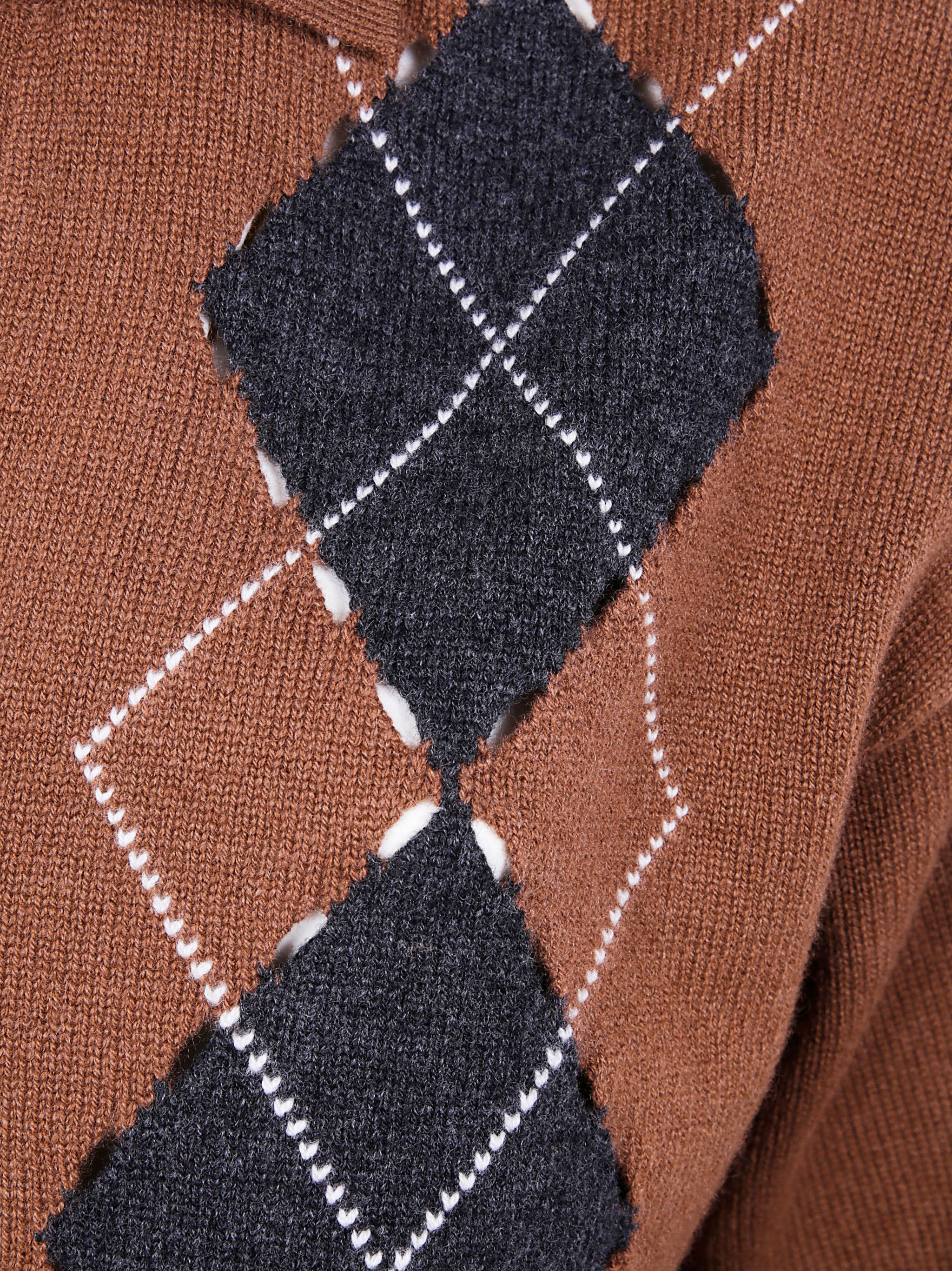 MRZ Long Sleeve Intarsia Knit Polo