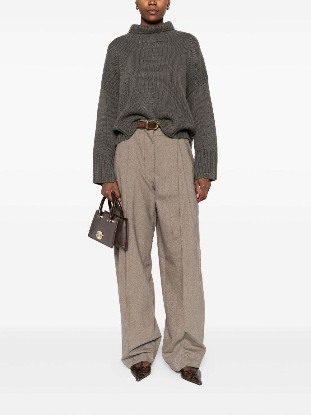 SOFT GOAT Cozy Cashmere Roll Neck Jumper with Ribbed Details