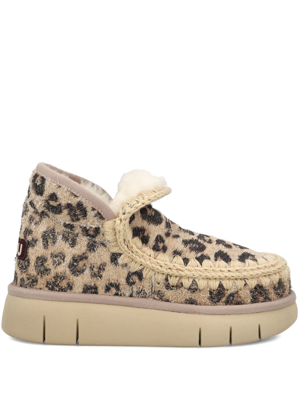 MOU Women's Mini Leopard Pattern Sneaker Boots