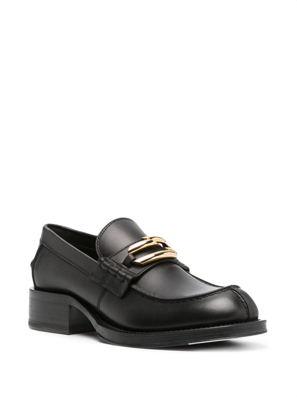 LANVIN Elegant Leather Loafers with Decorative Buckle - FW23