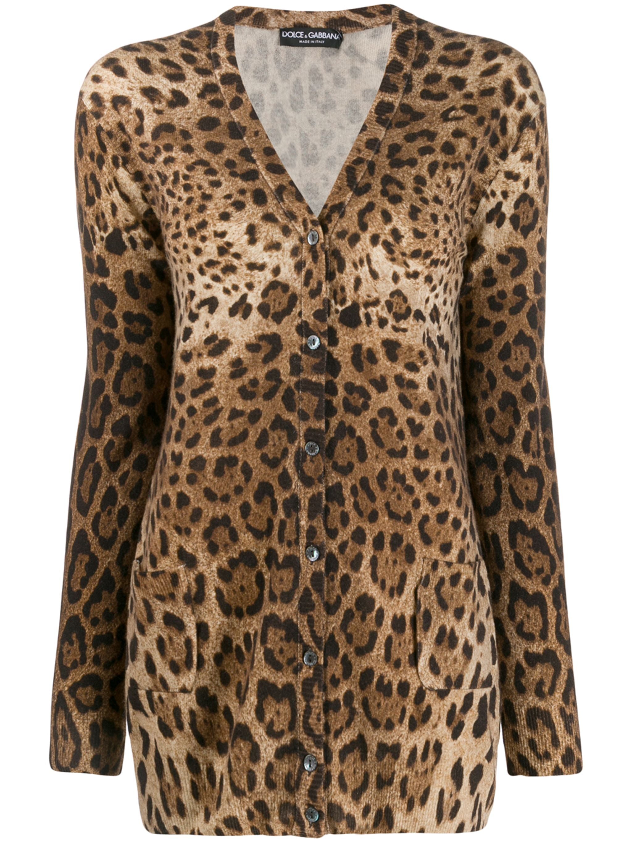 DOLCE & GABBANA Leopard Print Cashmere Cardigan