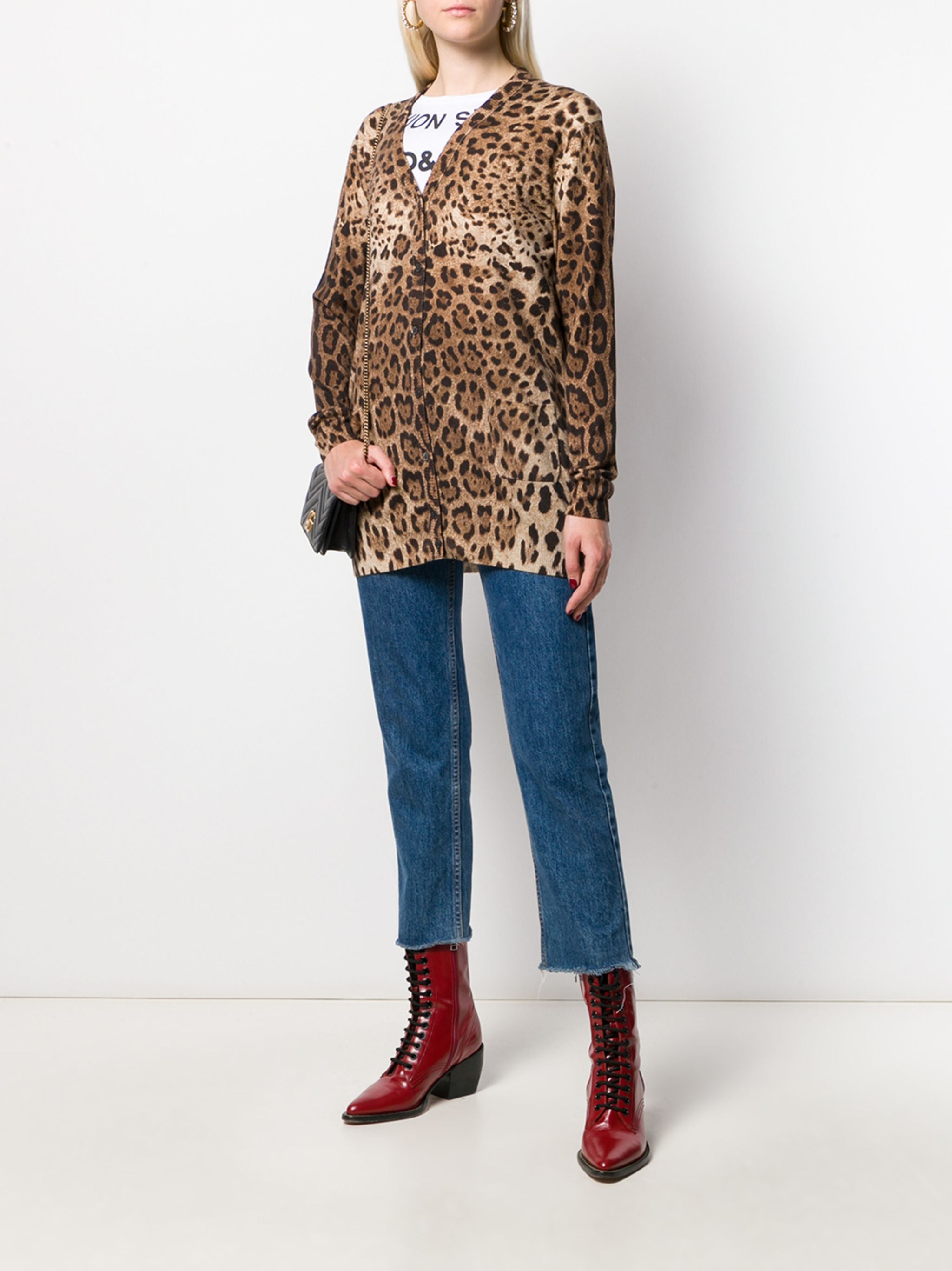 DOLCE & GABBANA Leopard Print Cashmere Cardigan