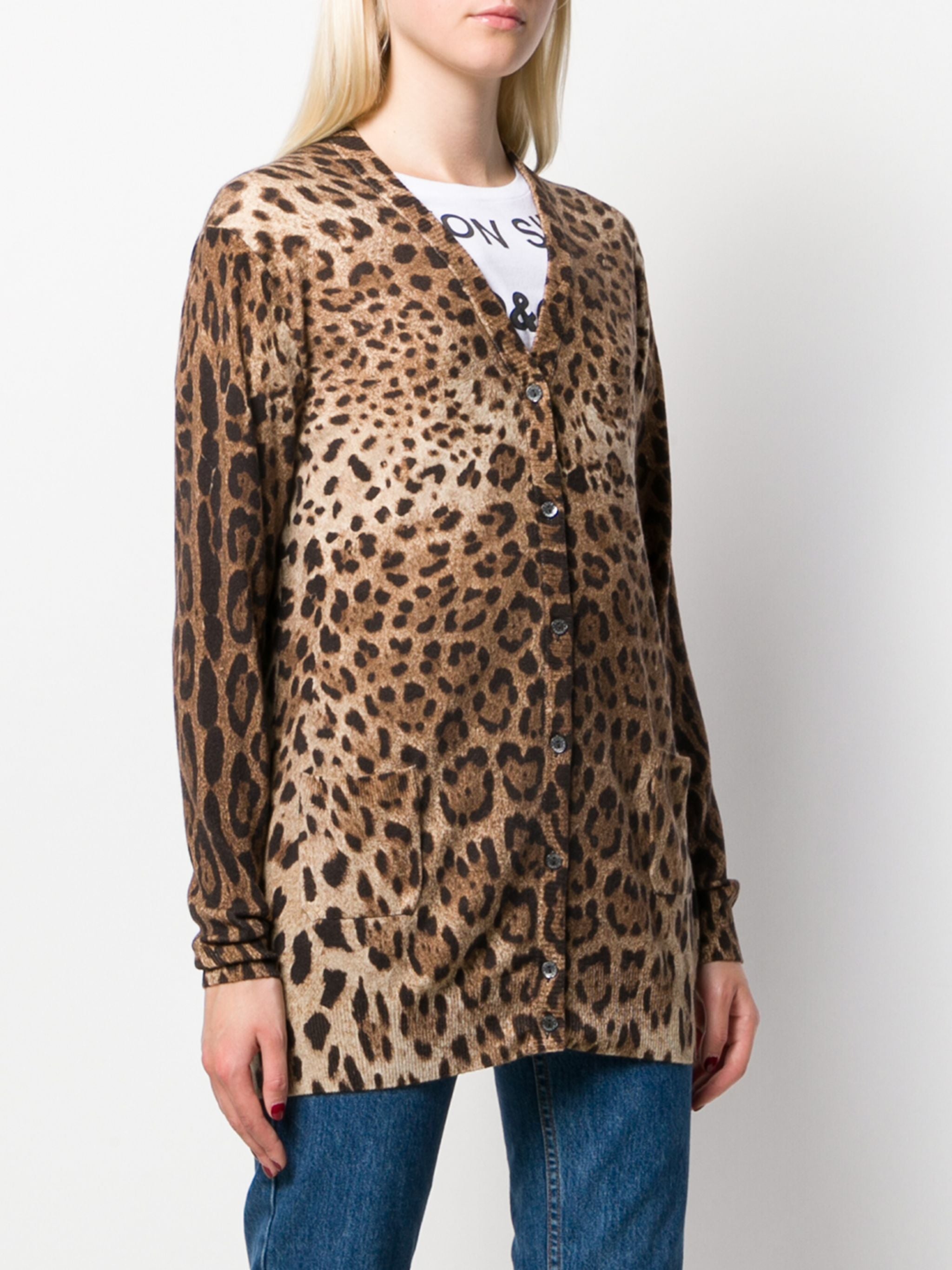 DOLCE & GABBANA Leopard Print Cashmere Cardigan