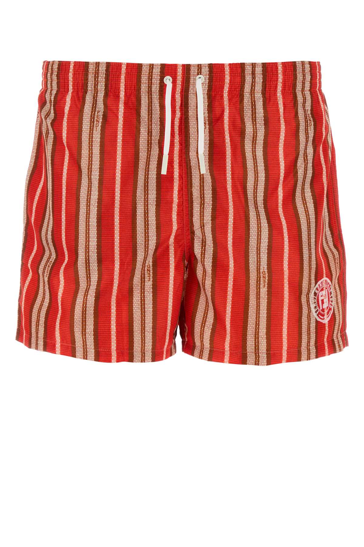 FENDI Men's Striped Stretch Nylon Swimming Shorts