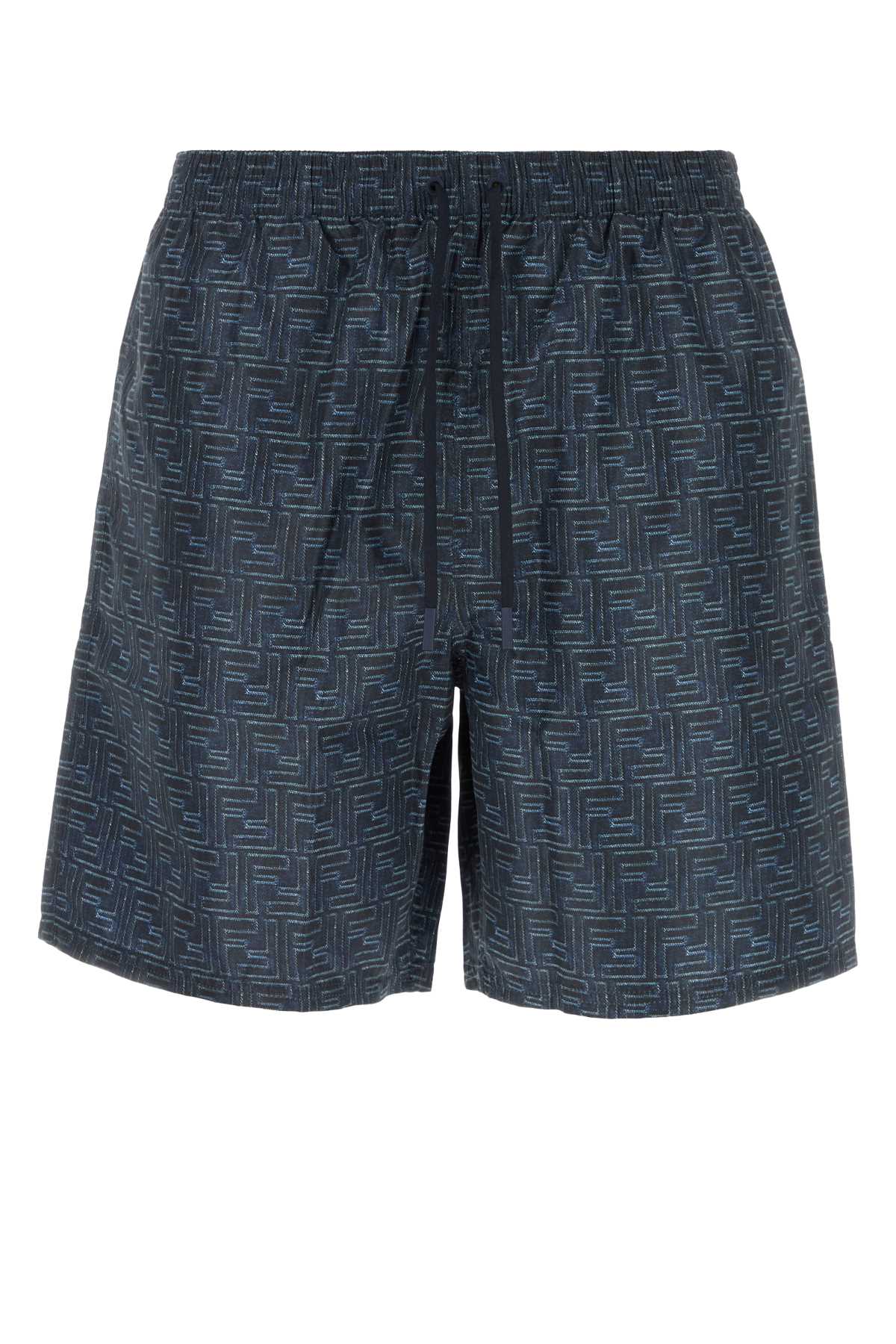 FENDI Denim-Effect FF Nylon Swim Shorts