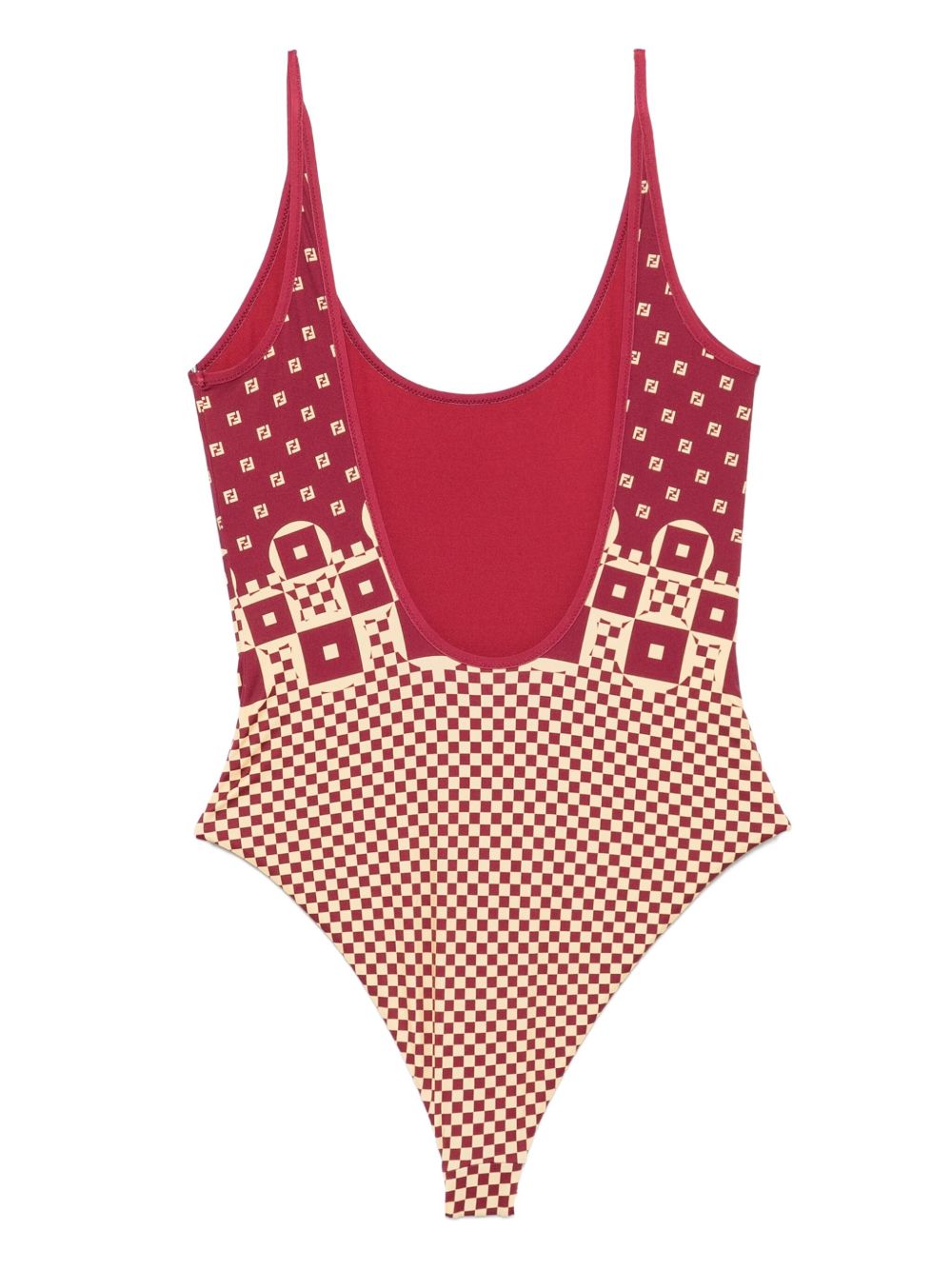 FENDI One-Piece Mini Swimsuit with Micro Patchwork Print