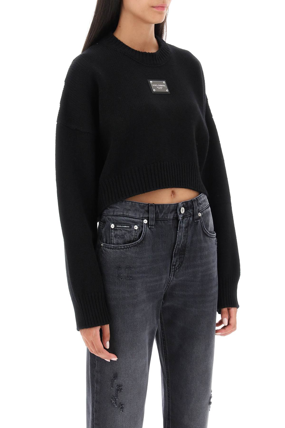 DOLCE & GABBANA Cropped Virgin Wool and Cashmere Pullover