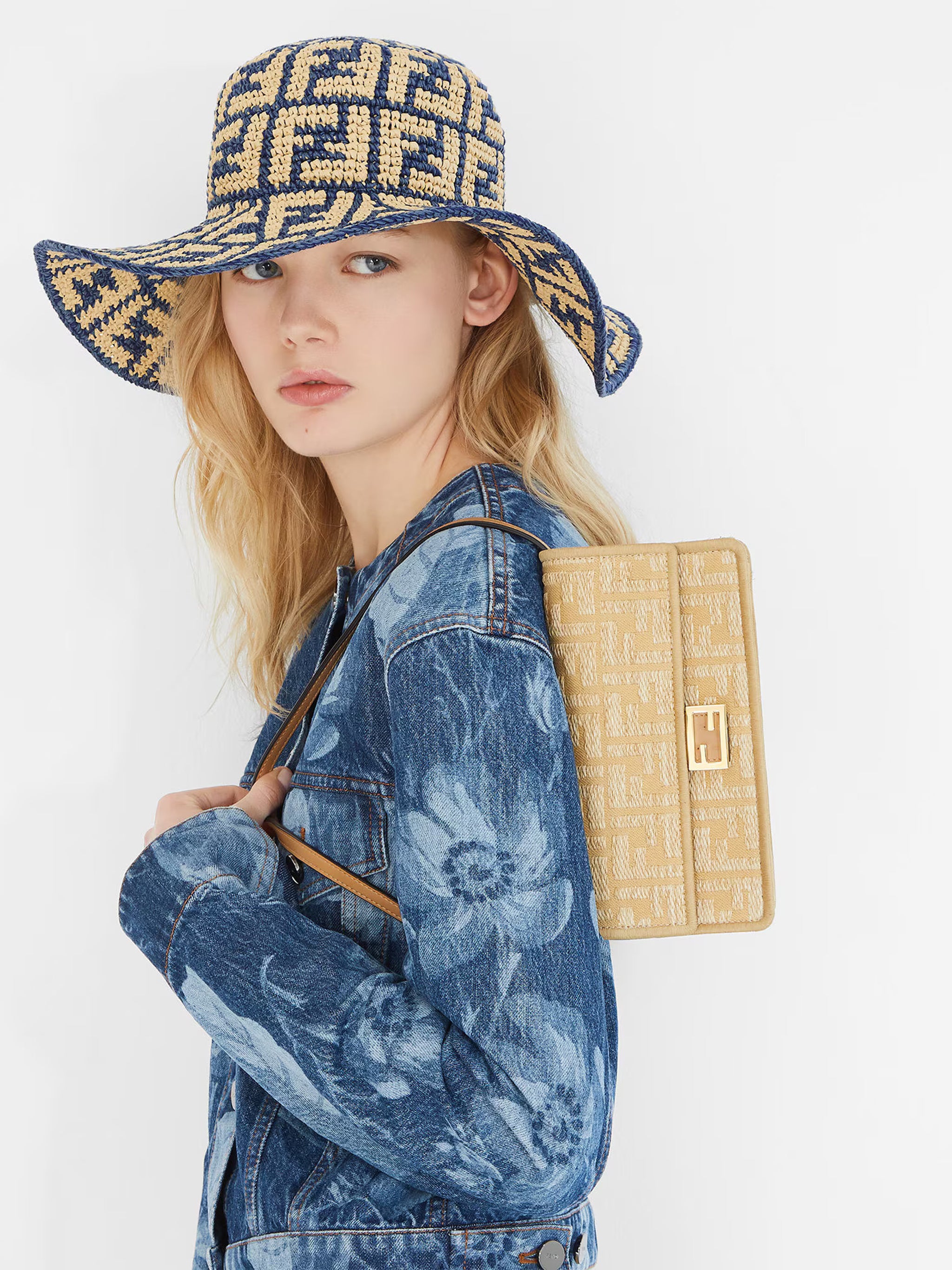 FENDI Wide-Brimmed Hand-Woven Hat