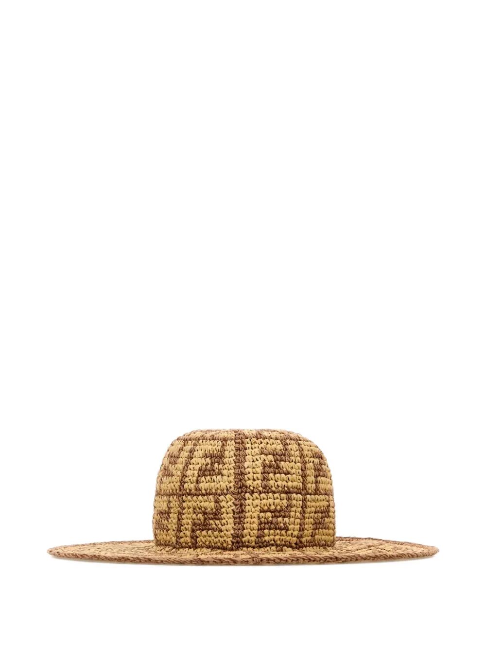 FENDI Hand-Woven Viscose and Cotton Hat with All-Over Motif