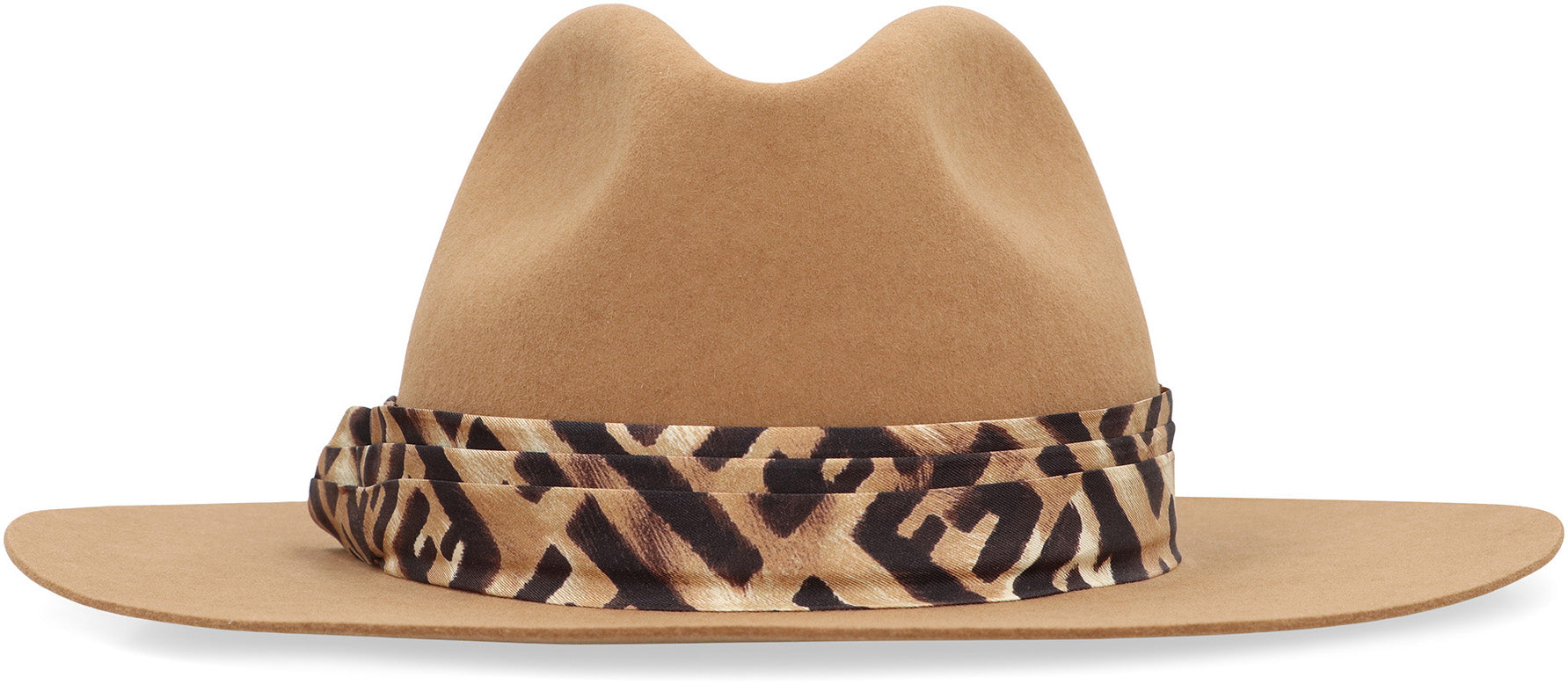 FENDI Wool Felt Hat with Removable Animal Print Ribbon