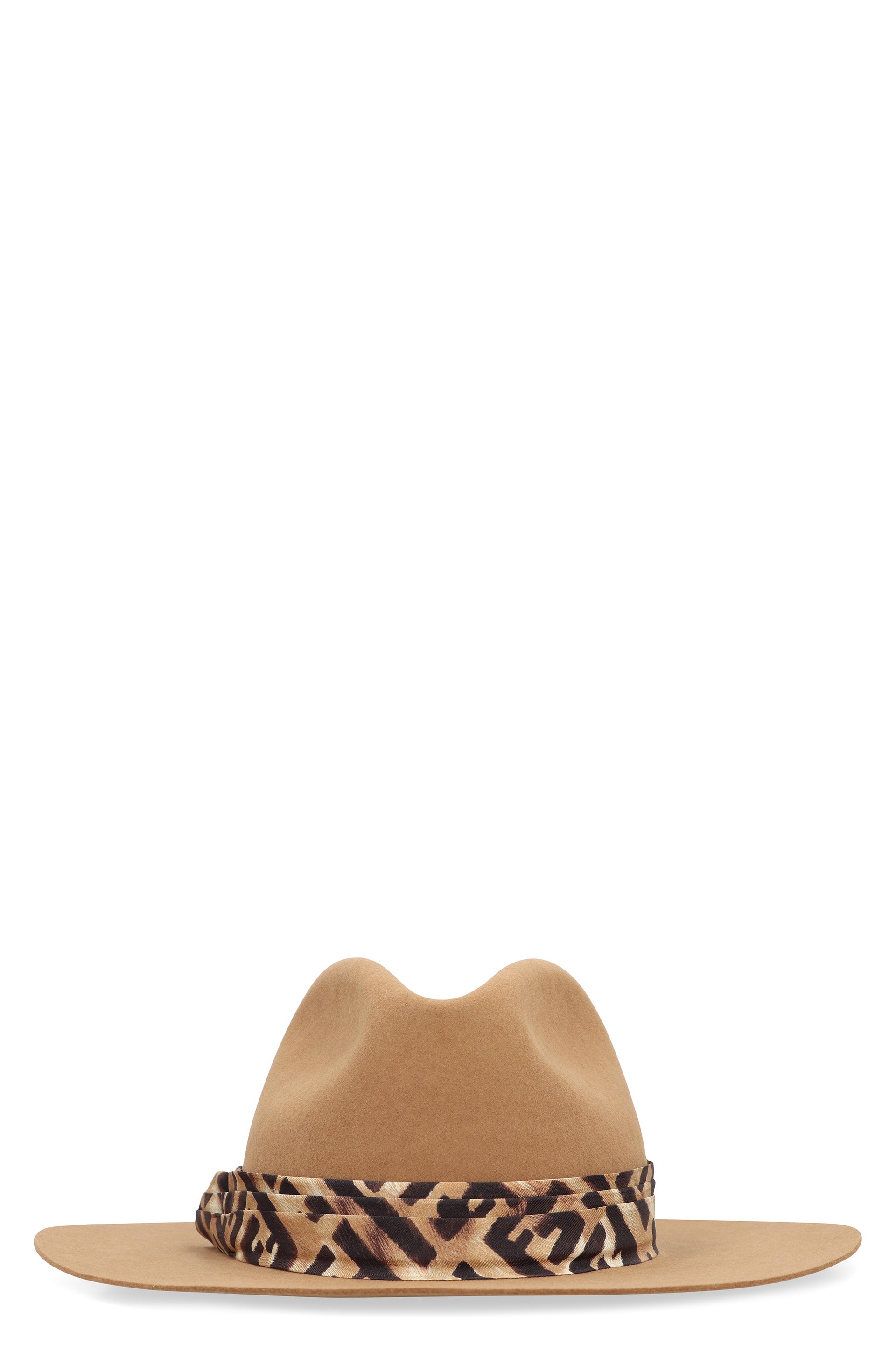 FENDI Wool Felt Hat with Removable Animal Print Ribbon