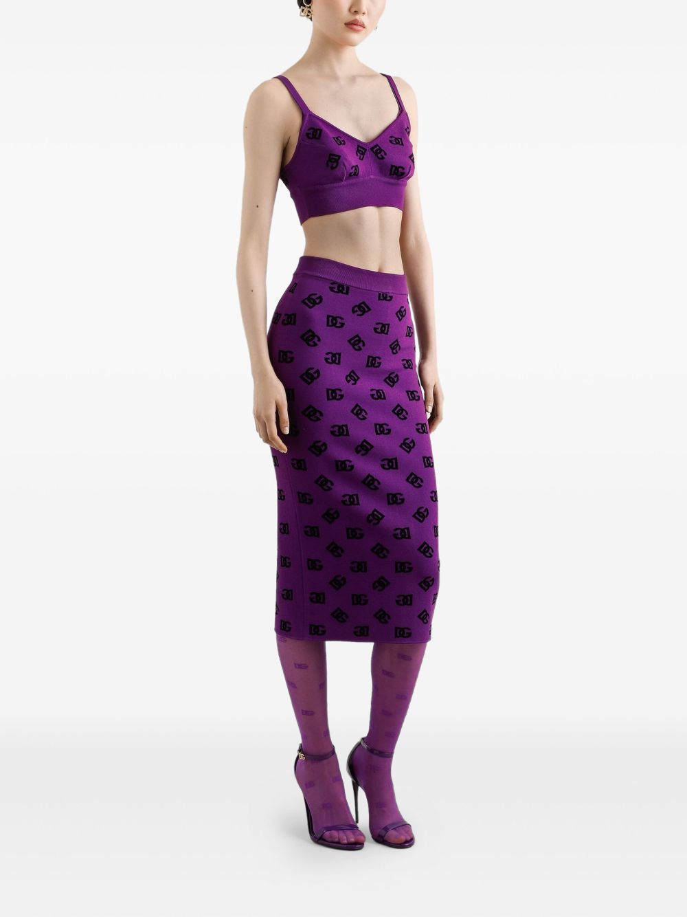 DOLCE & GABBANA Viscose Bra Top with DG Jacquard Logo - Size 40