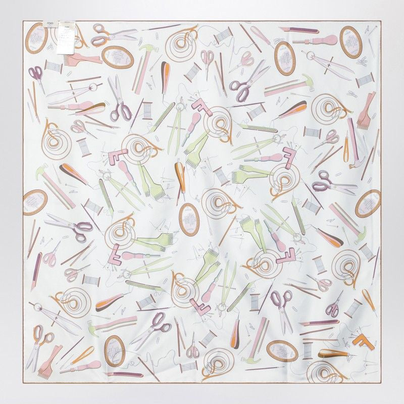 FENDI Silk Twill Foulard Scarf