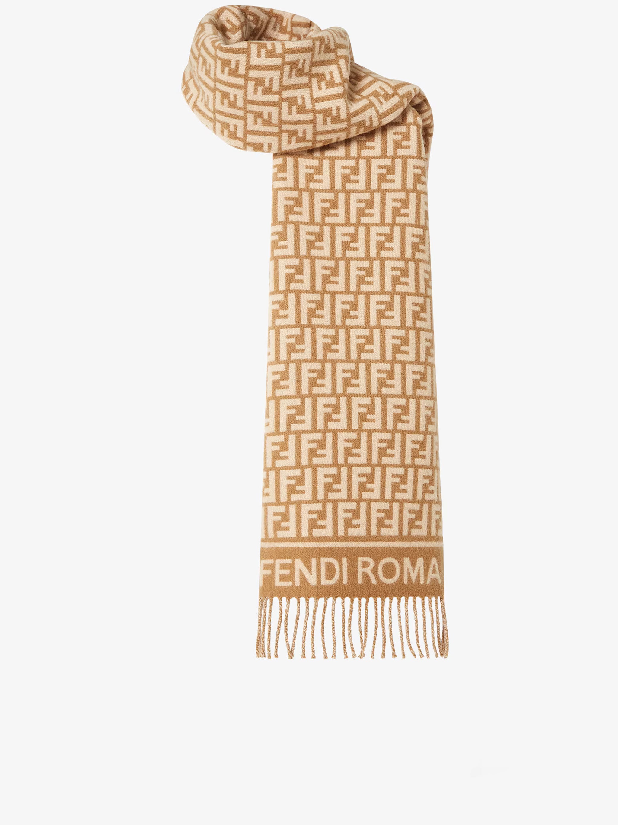 FENDI Wool and Cashmere FF Scarf - 190 x 30 CM