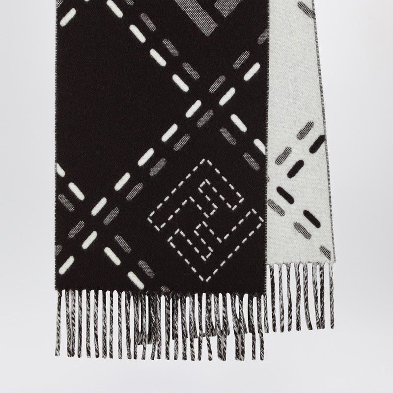 FENDI Long Wool Scarf with Jacquard Stitching