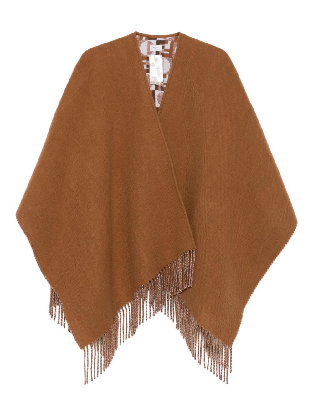 FENDI Wool Blend Reversible Cape Poncho 130x130