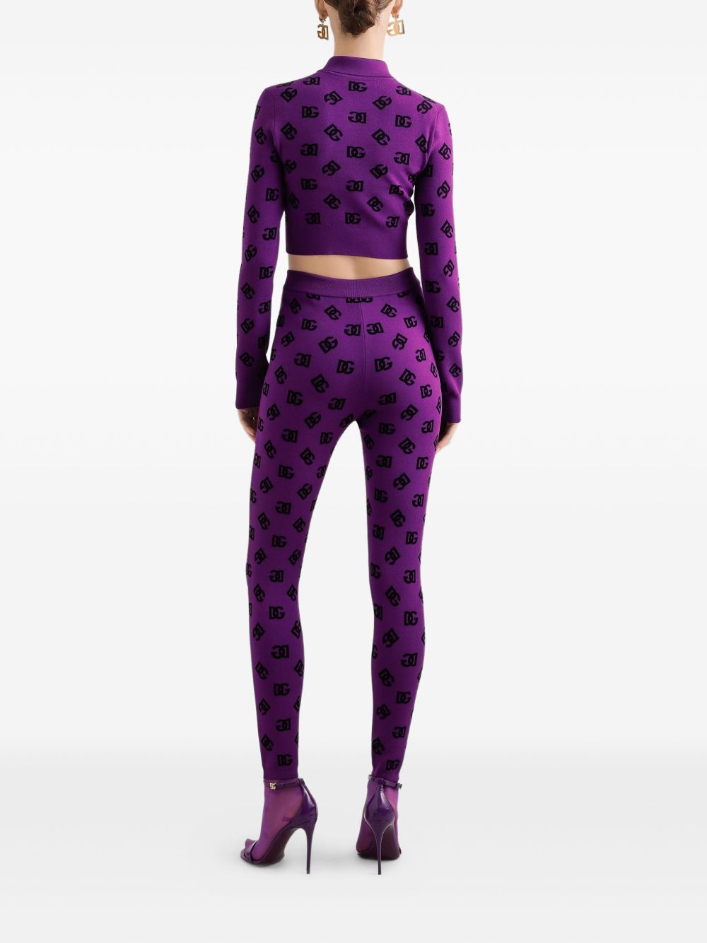 DOLCE & GABBANA Long-Sleeved Polo Shirt in Jacquard Viscose - Size 40