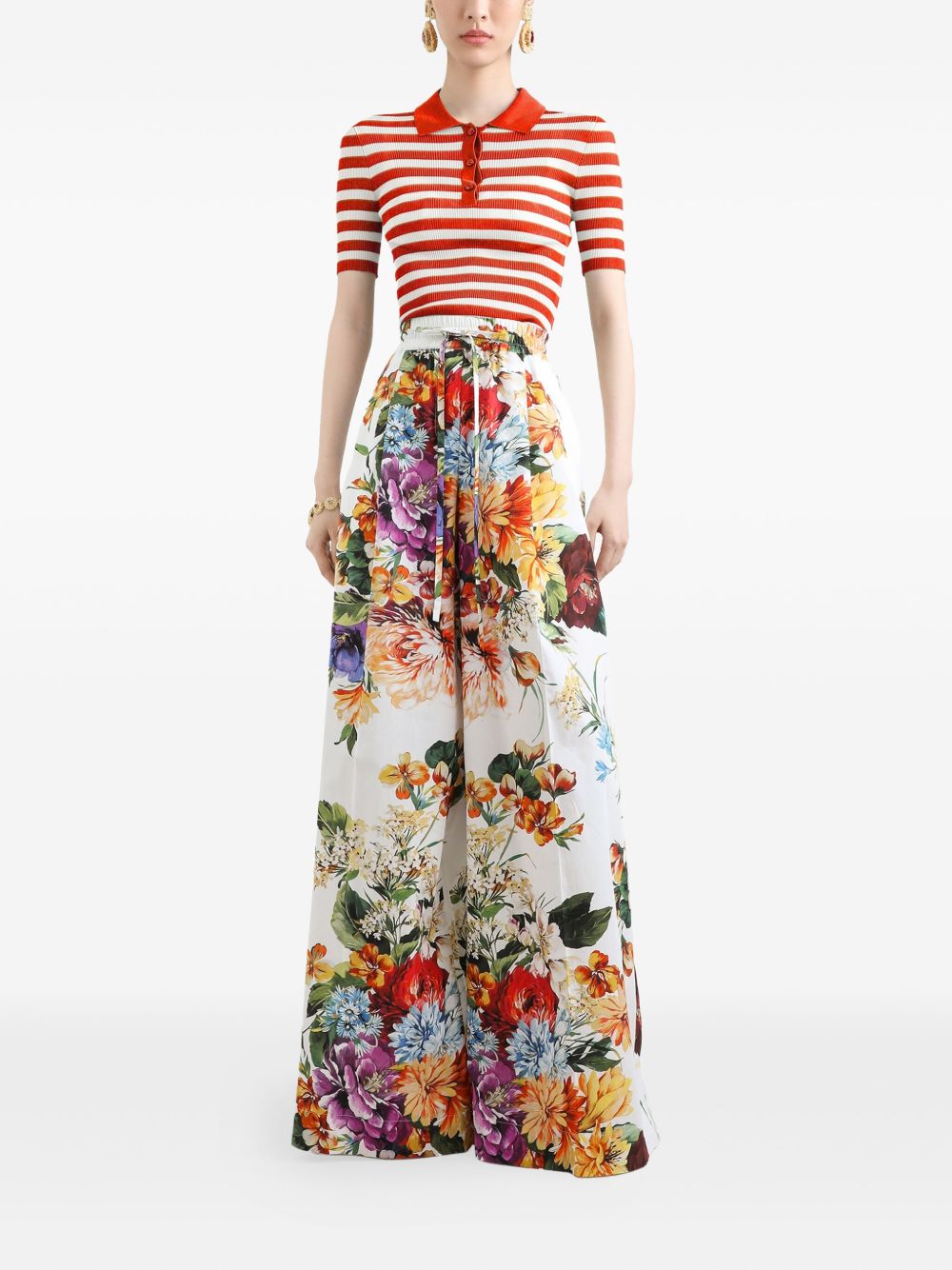 DOLCE & GABBANA Striped Polo Shirt for Women - FW25 Collection