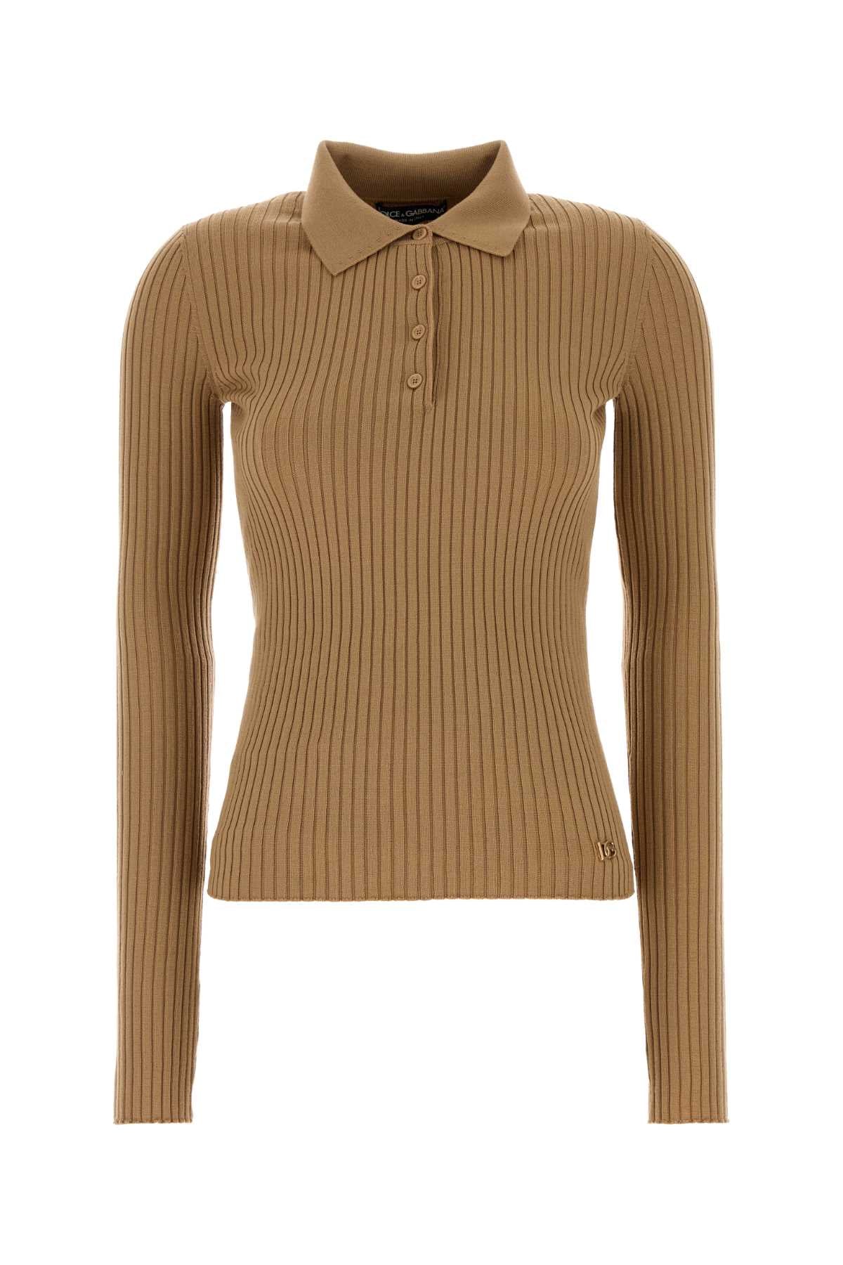 DOLCE & GABBANA Stretch Wool Blend Polo Shirt for Women - FW25